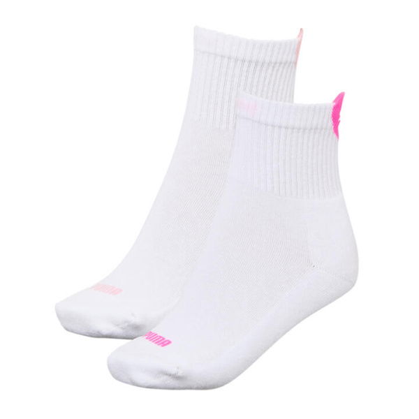 Women's Heart Short Crew Socks 2-pack in White/Pink, Size 5