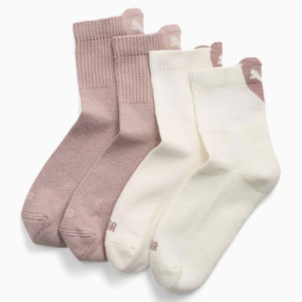 Women's Heart Short Crew Socks 2-pack in White/Pink, Size 5