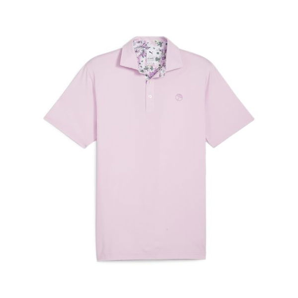 x Arnold Palmer Floral Trim Men's Polo Top in Pale Pink, Size Small, Polyester/Elastane by PUMA