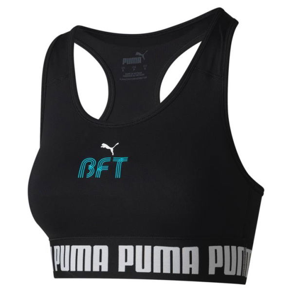 x BFT Mid Impact Training Bra in Black/Bft, Size Medium by PUMA