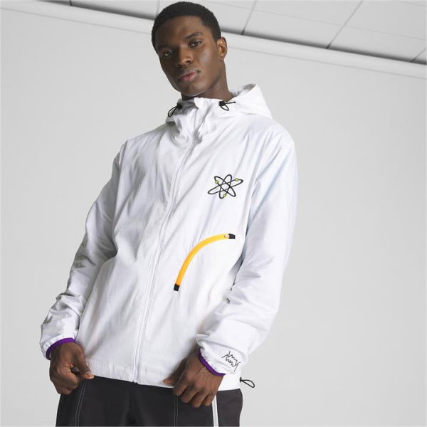 x DEXTER'S LABORATORY Men's Basketball Dime Jacket in White, Size XL, Cotton/Nylon/Elastane by PUMA