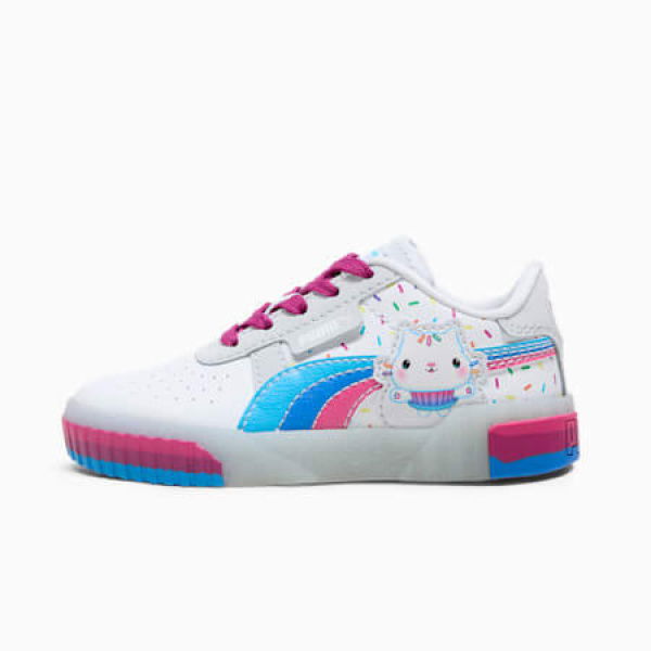 x GABBY'S DOLLHOUSE Kid's Cali Sneakers in White/Magenta Gleam/Silver Mist, Size 2, Textile by PUMA