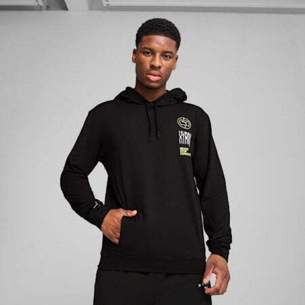 x HYROX CLOUDSPUN Men's Hoodie in Black, Size Medium, Polyester/Elastane by PUMA