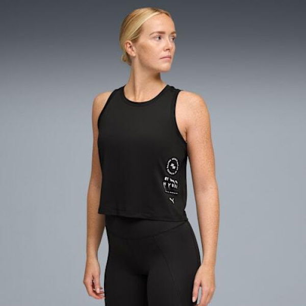 x HYROX CLOUDSPUN ThermoAdapt Crop Tank Women Top in Black, Size Small, Polyester/Lyocell/Elastane by PUMA