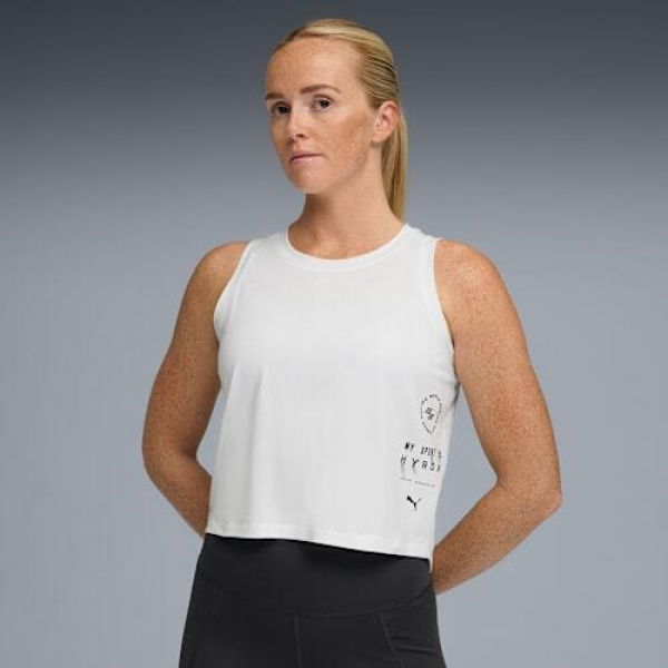 x HYROX CLOUDSPUN ThermoAdapt Crop Tank Women Top in White, Size Large, Polyester/Lyocell/Elastane by PUMA