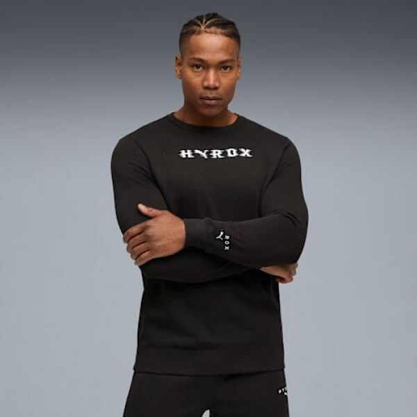 x HYROX Heavyweight Men's Crewneck Top in Black, Size Small, Cotton/Polyester by PUMA