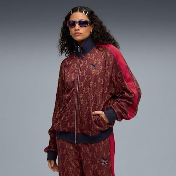 x KIDSUPER T7 Unisex Jacket in Ruby Shimmer/Aop, Size Small, Polyester/Cotton by PUMA