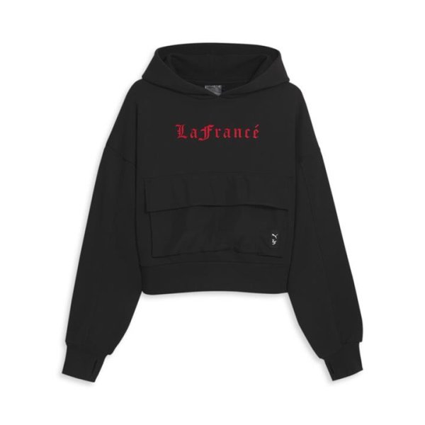x LaFrancÃ© Women's Hoodie in Black/For All Time Red, Size Large by PUMA