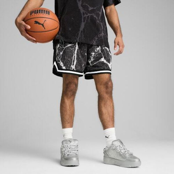 x LAMELO BALL LaFrancÃ© Written in Chrome Men's Basketball Shorts in Black/White/Aop, Size Small, Polyester by PUMA