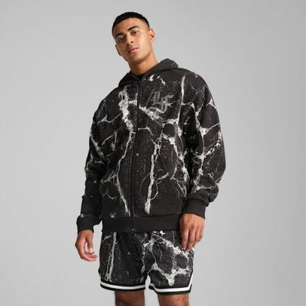 x LAMELO BALL LaFrancÃ© Written in Chrome Men's Hoodie in Black/White Aop, Size XL, Cotton by PUMA