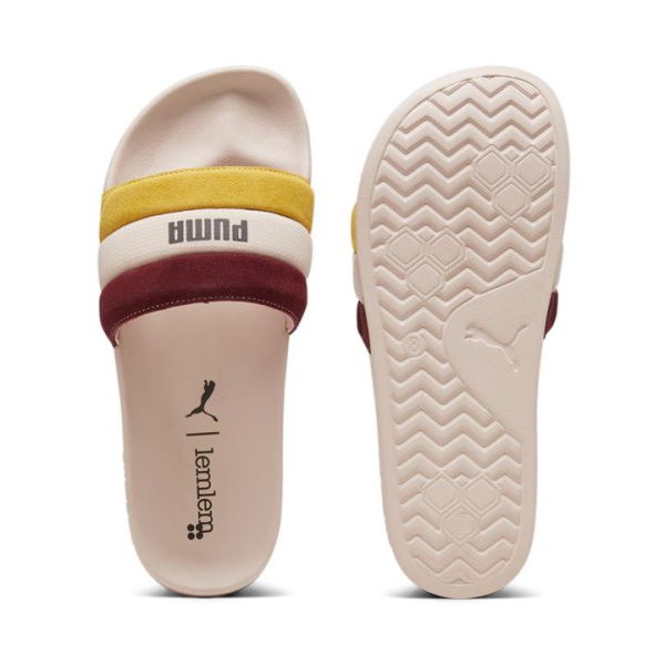 x lemlem Leadcat 2.0 Women's Slides in Rose Quartz/Dark Chocolate/Yellow Sizzle, Size 5, Synthetic by PUMA