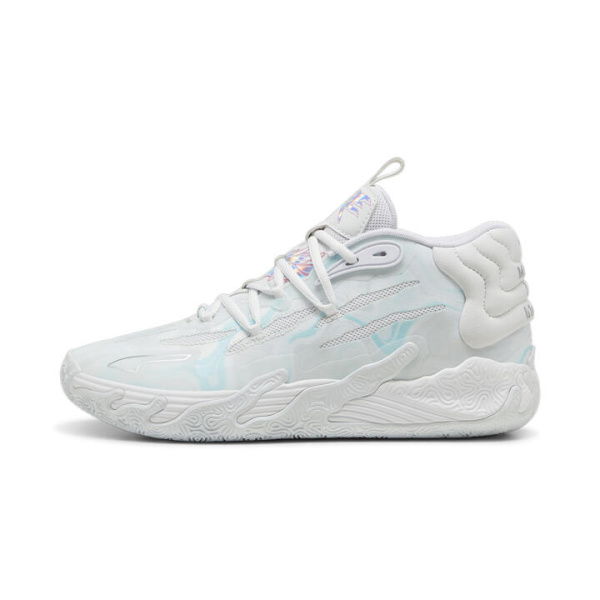 x MELO MB.03 Iridescent Unisex Basketball Shoes in White/Dewdrop, Size 10, Synthetic by PUMA Shoes