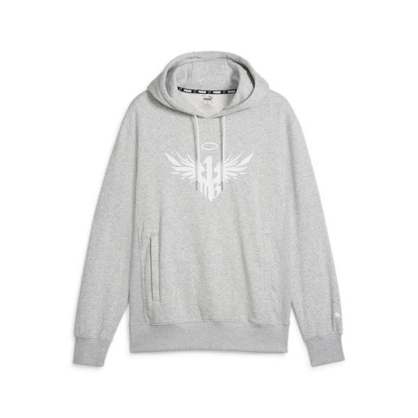 X MELO Men's Hoodie in Light Gray Heather, Size Medium, Cotton/Polyester by PUMA