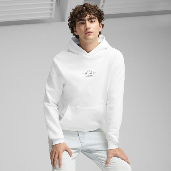 x MÃS TIEMPO Men's Hoodie in White, Size Medium, Cotton by PUMA