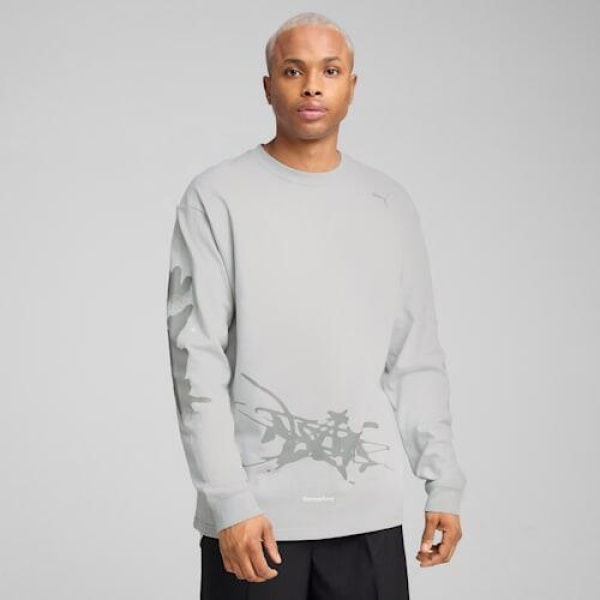 x NACHO Men's Long Sleeve Top in Ash Gray, Size Small, Cotton by PUMA