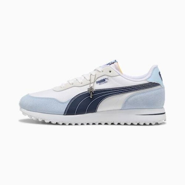 x PALM TREE CREW Helsinki Unisex Golf Shoes in White/Haute Tropic/Deep Navy, Size 8, Synthetic by PUMA Shoes