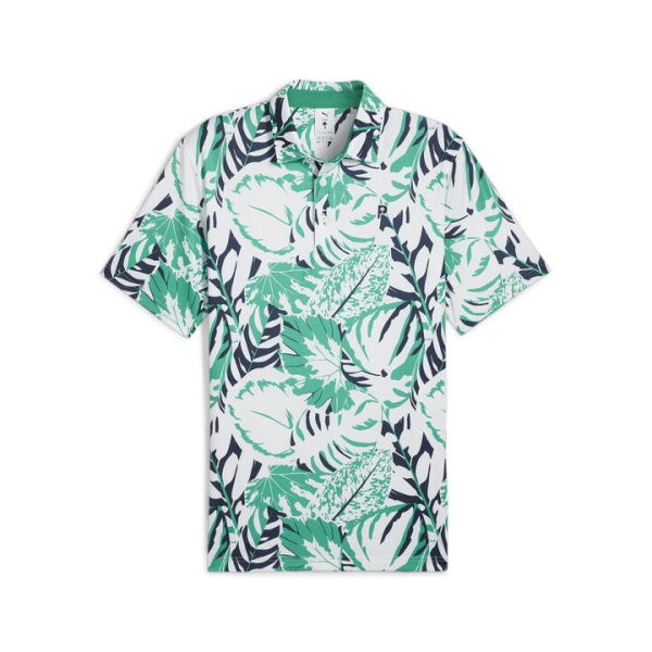 x PALM TREE CREW Palm Glitch Men's Polo Top in Sparkling Green/Fresh Mint, Size Medium, Polyester/Elastane by PUMA