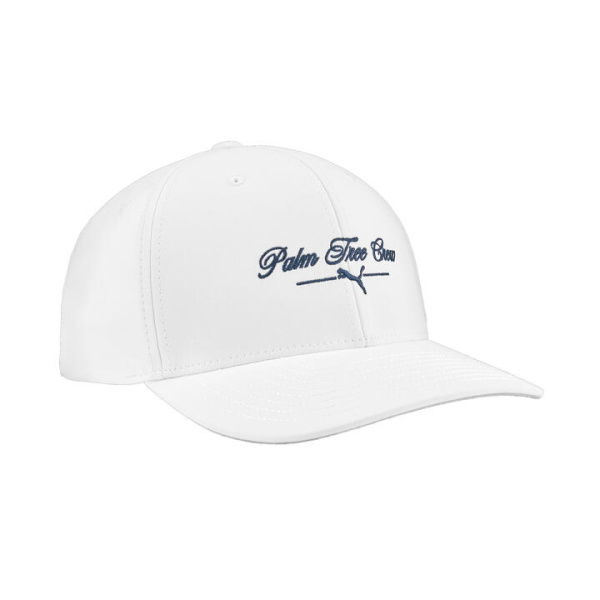 x Palm Tree Crew Script Men's Tech Cap in White Glow/Deep Navy, Polyester/Elastane by PUMA