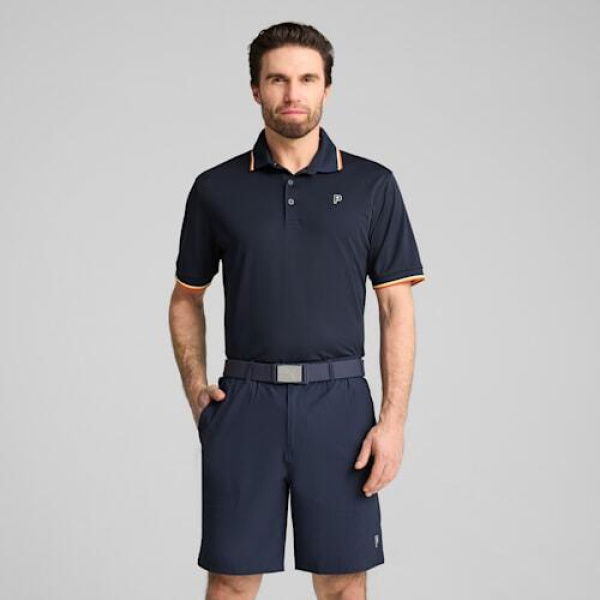 x PALM TREE CREW Tipped Men's Golf Polo Top in Deep Navy, Size Small, Polyester/Elastane by PUMA