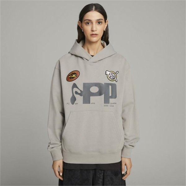 x PERKS AND MINI Graphic Hoodie in Concrete Gray, Size Large, Cotton by PUMA