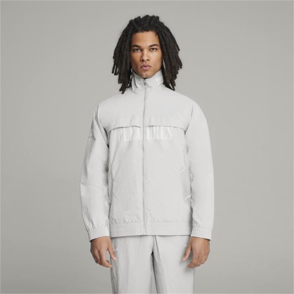 x PLEASURES Men's Jacket in Glacial Gray, Size Medium, Nylon by PUMA