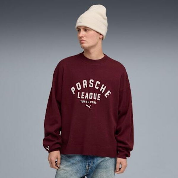 x PORSCHE LEGACY Men's Lifestyle Knit Crew Neck Men in Ruby Shimmer, Size Small, Cotton/Polyester by PUMA