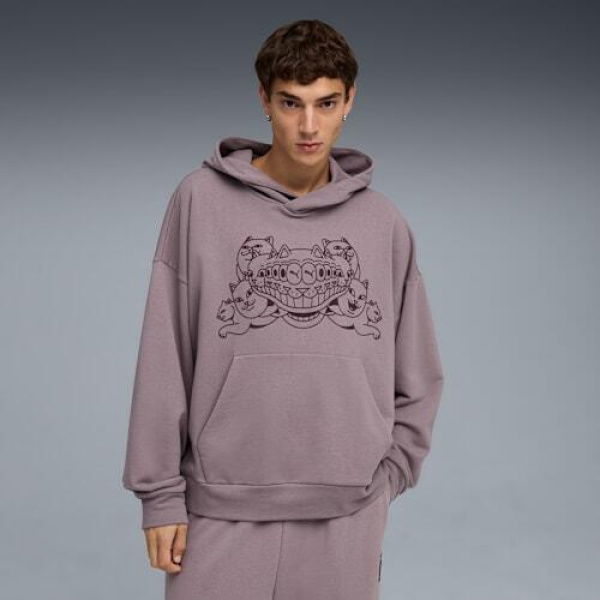 x RIPNDIP Boxy Hoodie Men in Plum Jam, Size Medium, Cotton by PUMA