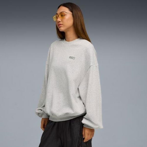 x ROSÃ‰ Women's Oversized Crew Top in Flat Light Gray Heather, Size XL, Cotton by PUMA