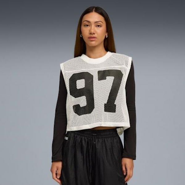 x ROSÃ‰ Women's Relaxed Mesh Top in Warm White, Size Small, Polyester by PUMA