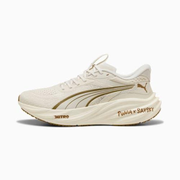 x SAYSKY Magnify 3 Running Shoes Men in Warm White/Honey Butter, Size 7, Synthetic by PUMA Shoes
