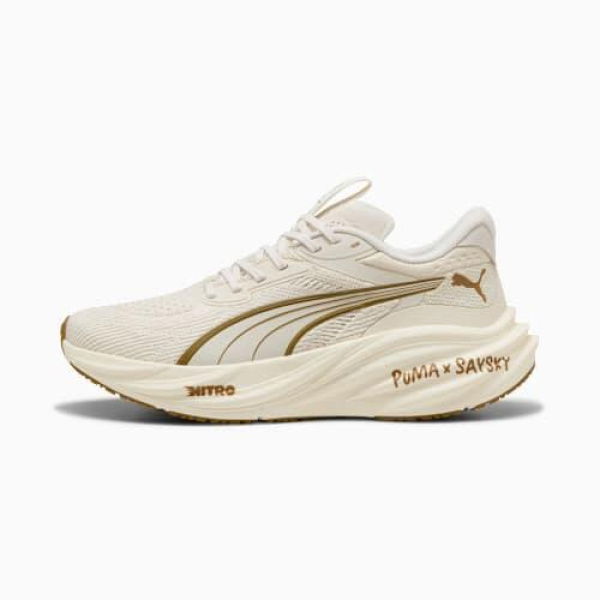 x SAYSKY Magnify 3 Running Shoes Women in Warm White/Alpine Snow, Size 5.5, Synthetic by PUMA Shoes