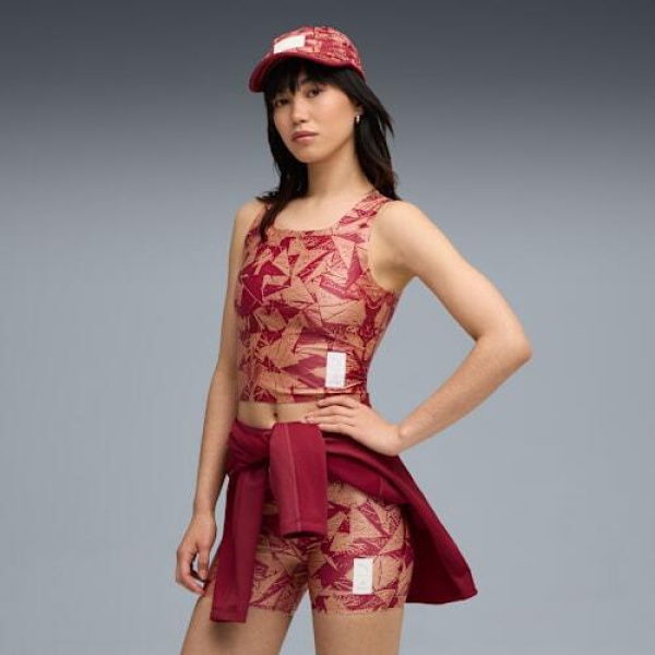 x SAYSKY Running Crop Top Women in Team Regal Red/Aop, Size Small, Polyester/Elastane by PUMA