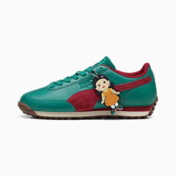 x SQUID GAME Easy Rider Sneakers Unisex in Intense Red/Dark Pine, Size 4, Synthetic by PUMA Shoes