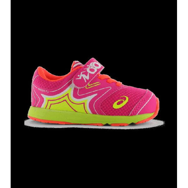 Asics Noosa Ts Kids Pink Glo Flash Yellow Shoes (Pink - Size 4)