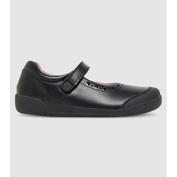 Clarks Bianca (D Narrow) Junior Girls Mary Jane School Shoes (Black - Size 1)