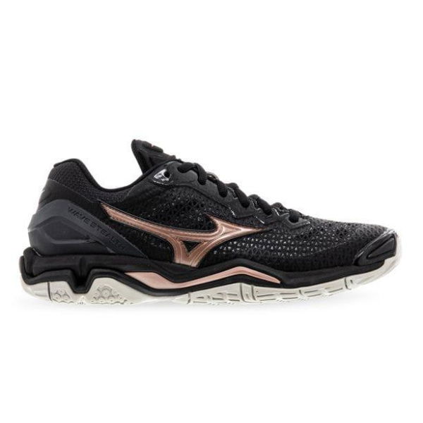 Mizuno Wave Stealth V Netball (D Wide) Womens Netball Shoes Shoes (Black - Size 13)