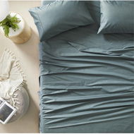 Detailed information about the product Adairs Blue 1500TC Brooklyn Azure Single Fitted Sheet