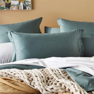 Detailed information about the product Adairs Blue Queen Pillowcase Pair 600TC Bamboo Cotton Sage Pillowcases