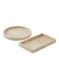 Detailed information about the product Adairs Natural Round Tray Aberdeen Travertine Bathroom Accessories