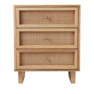 Detailed information about the product Adairs Anjuna Natural 3 Drawer Bedside Table (Natural Bedside Table)