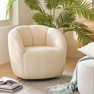 Detailed information about the product Adairs Ariel Ivory Boucle Swivel Chair - White (White Armchair)