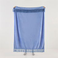 Detailed information about the product Adairs Aspen Blue Fleece Tassel Throw (Blue Throw)