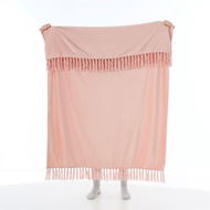 Detailed information about the product Adairs Aspen Dusky Rose Fleece Tassel Throw - Pink (Pink Throw)