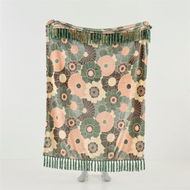 Detailed information about the product Adairs Aspen Green Keira Floral Fleece Tassel Throw (Green Throw)