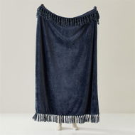 Detailed information about the product Adairs Aspen Navy Fleece Tassel Throw - Blue (Blue Throw)