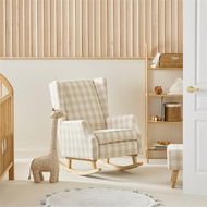 Detailed information about the product Adairs Natural Baby 2-in-1 Gingham Nursery Rocking Chair