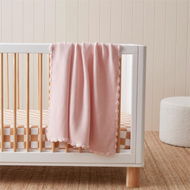 Detailed information about the product Adairs Baby Lennox Baby Pink Organic Cotton Baby Blanket (Pink Blanket)