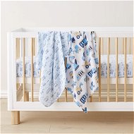 Detailed information about the product Adairs Baby Little Diggers Club Blues Jersey Baby Swaddles Pack of 2 - Blue (Blue Swaddles)