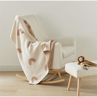 Detailed information about the product Adairs Natural Blanket Baby Novelty Cotton Ochre Rainbow Baby Blanket Natural