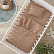 Detailed information about the product Adairs Baby Vintage Washed Linen Hazelnut Cot Quilt Cover Set - Brown (Brown Cot)